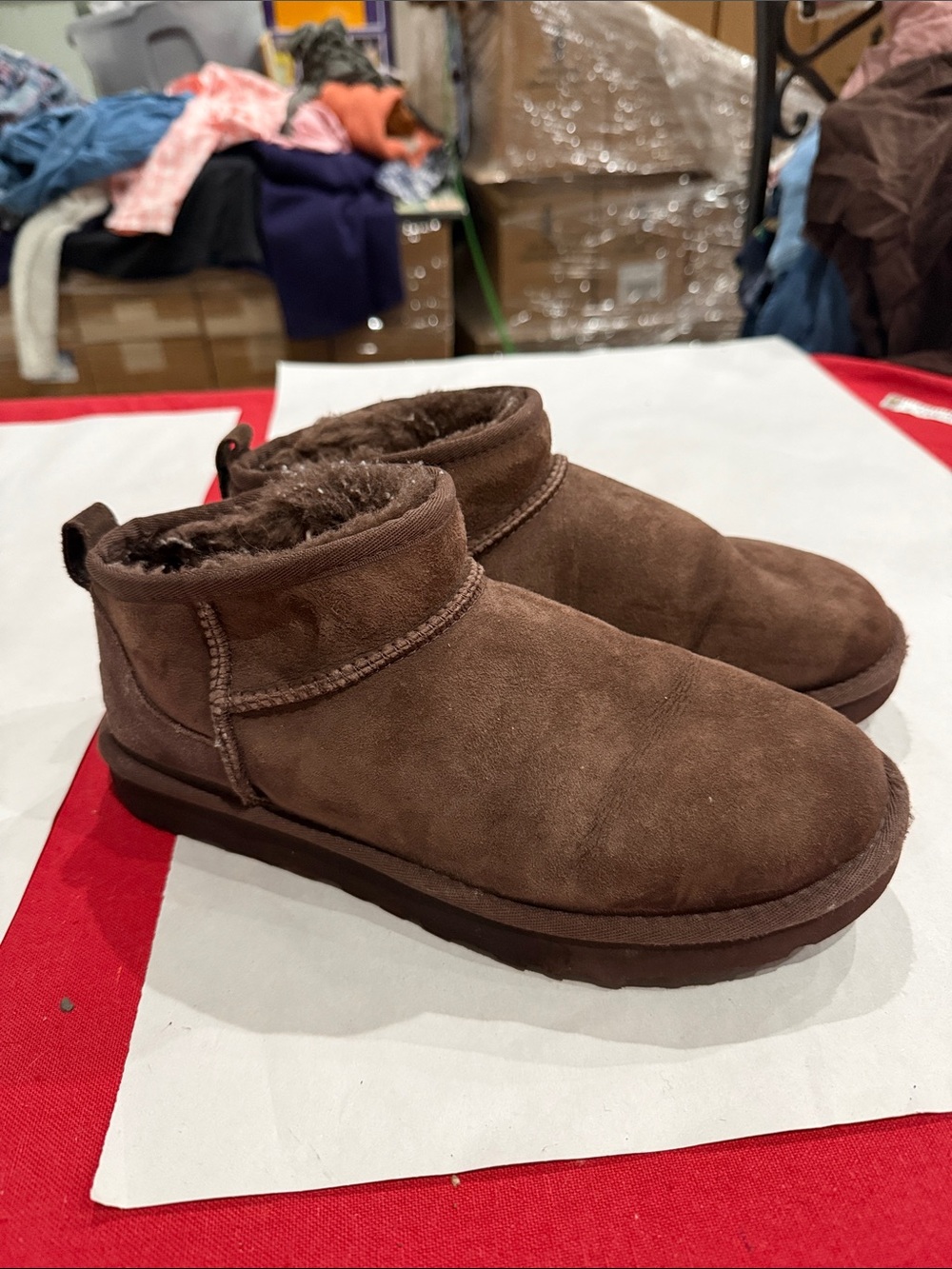 UGG Classic Short Suede Shearling Boots in Brown